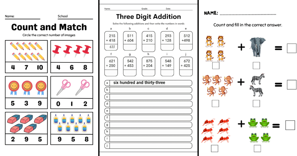 Addition Worksheets for kids