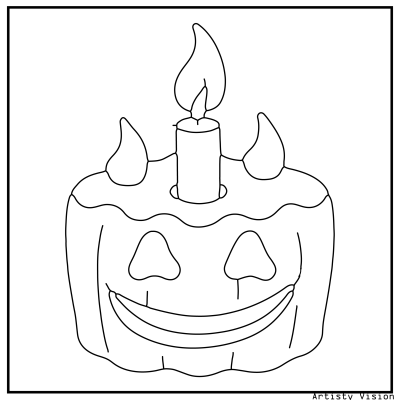 Candle coloring page with spooky Halloween candles dripping wax. Halloween coloring page