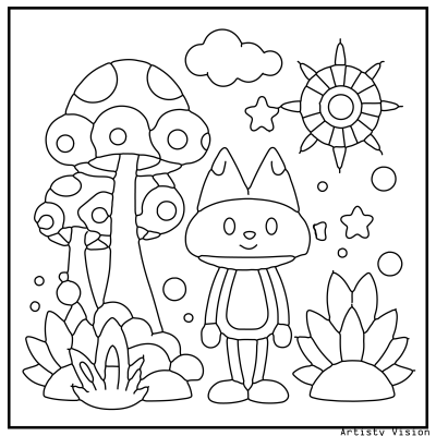 A coloring page featuring a cartoon animal, outlined in bold black lines for coloring, with playful and whimsical characteristics. The illustration is designed in a sketch-like style, suitable for coloring activities. Sonic Coloring pages.